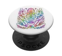 Rainbow Frog Skeleton Floral Cottagecore Pastel Design PopSockets Adhesive PopGrip