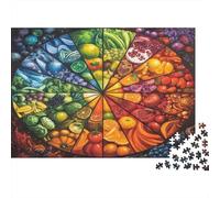 Rainbow Fruit 1000 Pieces Paper Jigsaw Puzzle for Adults Eco Thick Brain Training Educational Colourful Vegetable Wall Art 70x50cm/1000pcs