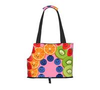 Rainbow Fruit Platter Pet Carrier Bag-Foldable Travel Tote For Small Dogs Cats, Portable Soft Sided Pet Crate With Seatbelt For Cat Puppy