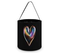 Rainbow Funny Heart Large Easter Basket Candy Bags Canva Tote Bag Portable Hallowee Bucket