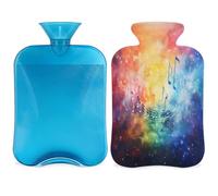 Rainbow Galaxy Music Note Hot Water Bottle with Cover, 2L Hot Water Bag for Pain Relief, Neck and Shoulder, Hand Feet Warmer