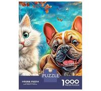 Rainbow Garden 1000 Pcs 3-Layer Cardboard Cat & Dog Jigsaw, Brain Training, Stress Relief, Wall Decor & Office Break Gift 38x26cm/1000pcs
