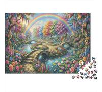 Rainbow Garden Jigsaw Puzzle for Game 1000 Pieces Stone Bridge Stream for Beginners Puzzle Starters Anxiety Relief Small Gift Idea 52x38cm/1000pcs