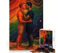 Rainbow Gay Couple Kiss Hard Jigsaw Puzzle for Adults 1000 Pieces Improve Memory Relaxed Mind Sharp Edge Stylish Gift (38x52cm)