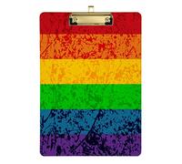 Rainbow Gay Pride Flag LGBT Acrylic Clipboard, Acrylic Clipboard for Classroom Office Nursing, A4 Letter Size 12.5 x 9 Inches Silver Clip