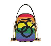Rainbow Gay Pride Flag Sexual Identity Women Shoulder Purses Fun Phone Bags with Chain Strap Quilted Crossbody Clutch Zipper Tote