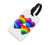Rainbow Gay Pride Hearts Luggage Tag for Suitcases TSA Approved with Name Id Card Suitcase Tags Identifiers Black Strap Clear Window Personalized Baggage Tag for Cruise Airport Travel Essentials
