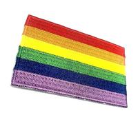 Rainbow Gay Pride LGBT Iron On Embroidery Patch Flag Embroidered Fabric Sew On Transfer for Clothes 8cm x 5cm Rectangle Pack of 1