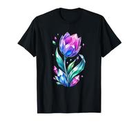 Rainbow Gemstone Tulip Crystal Flower Fantasy T-Shirt