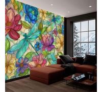 Rainbow Geometric Animals Dragonflies Flowers Murals Wallpaper 400 x 280 cm, Large Wall Stickers Victorian Wall Mural for Living Room Teen Kids Bedroom Playroom Home Decoration Wallpaper