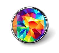 Rainbow Geometric Badges Decorative, Durable Aluminum Alloy Round Badge, Lightweight Button Brooch for Shirts, Jackets, Hats, Uniforms 1"