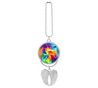 Rainbow Geometric Car Pendant, Rear View Mirror Hanging Ornament, Auto Decor for Rearview Mirror, Keychain Silver-Style