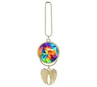 Rainbow Geometric Car Pendant, Rear View Mirror Hanging Ornament, Auto Decor for Rearview Mirror, Keychain Golden-Style