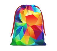 Rainbow Geometric Print Drawstring Bag wrap, String Pouches, Premium Packaging Bags for Business & Events L