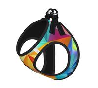 Rainbow Geometric Print Reflective Pet Leash Vest For Small Dogs & Cats, Adjustable Outdoor Walking Hiking Vest