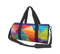 Rainbow Geometric Print Round Duffel Bag, Canvas Overnight Travel Tote Bag, Waterproof and Tear-Resistant.Foldable Weekend Travel Bag
