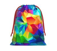 Rainbow Geometric print Super soft velvet drawstring storage bag, fit for Halloween promotion multifunctional bag