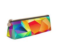 Rainbow Geometric Print Triangle Pencil Case Large-Capacity Stationery Organizer Stylish Pens Pouch