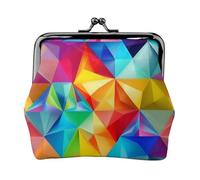 Rainbow Geometric Print Women'S Kiss Lock Coin Pouch, Mini Wallet For Cards And Lipstick, Soft Compact Purse