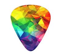 Rainbow Geometric Printed Custom 12 Pieces Guitar Pick In A Box,The Pick Makes Sound Clear, Ukulele, Electric Bass (0.46 0.71 0.96mm)