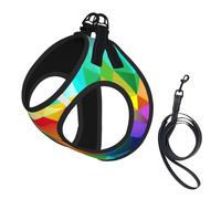 Rainbow Geometric Printing Puppy Summer Vest Harness With Reflective,Dog Accessories For Small Medium Large Dogs And Cats