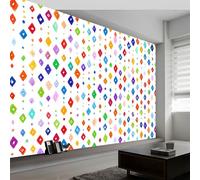 Rainbow Geometric Rhombus Non-Woven Wall Mural 400W x 280H cm, Contemporary Photo Wallpaper - Modern Walls Art Decoration Poster for Kids Room Bedroom Living Room, High-Definition Wall Mural Picture
