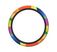 Rainbow Geometric Steering Wheel Cover 15inch Non-Slip Auto Wheel Cover Protector for Women men Cool in Summer and Warm in Winter Car Wheel Cover Protector Universal Fit for Most Cars