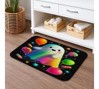 Rainbow Ghost Fun Bath Mat, Colorful Candy Balloons Non Slip Shower Rug, Halloween Memory Foam Washable Bath Rugs for Bathroom Toilet Restroom Decorative 16x24 Inch