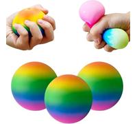 Rainbow Giant Stress Balls for Adults,Rainbow DNA Stress Relief Ball Novelty Fidget Toy 2.4 Inch Large Stress Balls for Kids Squishy Toys Ball Stress Relief Fidget Toy Gift (3PCS)