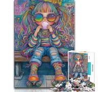 Rainbow Girl 1000 Piece Jigsaw Puzzles,Challenging To Complete But Fun And Humorous with Matching Poster And Trivia Sheet 38x26cm