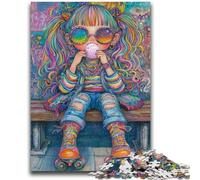 Rainbow Girl Puzzles for Adults 1000 Pieces,Staycation Kill Time Every Piece Is Unique - Challenging Family Fun Game (50x75cm)
