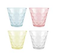 Rainbow Glass Cup Set of 4, Colorful Drinking Glasses for Water, Wine, Beer, Iced Tea and Other Beverages, Crystal Glass Cups in Clear, Yellow, Blue, Red, Green, Purple, Random Mixed Colors