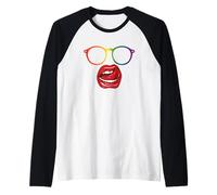 Rainbow Glasses Licking Lipstick Lips Lesbian Pride Disguise Raglan Baseball Tee
