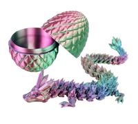 Rainbow Glitter Dragon Egg, 12-Inch 3D Printed Sparkle Egg with Articulated Crystal Dragon, Multicolor Fantasy Fidget Toy for Party Favours and Vibrant Desk Decor