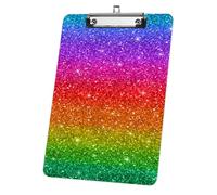 Rainbow Glitter Gradient Clip Board, Acrylic Decorative Legal Size Clip Board 9"× 12. 5" with Low Profile Metal, Clipboards A4 for School Offoce Lady Men Women Nurses