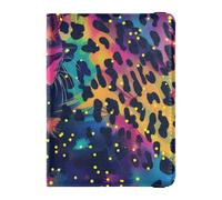 Rainbow Glitter Leopard Leather Passport and Vaccine Card Holder Combo Passport Case Travel Documents Wallet Passport Cover with RFID Blocking for Travel Essential Waterproof