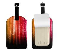 Rainbow Glitter,Luggage Tags Pu Leather Name Tag Travel Suitcase Identifier ID Tags Durable Baggage Label 2 pcs