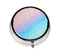Rainbow Glitter Small Pill Box 3 Compartment Portable Pill Box for Purse Pocket Shine Mini Medicine Organiser for Daily Vitamin Fish Oil Storage