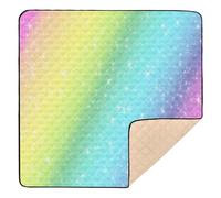 Rainbow Glitter Soft Foam Baby Activity Mat Floor Mat, Portable Padded Mat for Babies and Kids, 50 x 50 inches