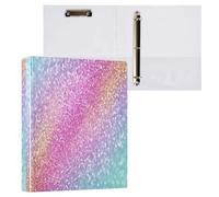 Rainbow Glitter Sparkle 3 D-Ring Binder A4 1 Pack with 200 Sheet for Kids School Supplies Women Men Office