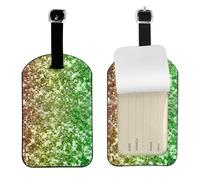 Rainbow Glitter Sparkle,Luggage Tags Pu Leather Name Tag Travel Suitcase Identifier ID Tags Durable Baggage Label 2 pcs