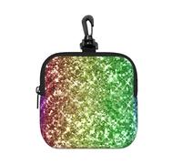 Rainbow Glitter Sparkle, Square Zipper Storage Bag, Neoprene Coin Purse, Small Wallets, Change Pouch, Change Purse