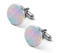 Rainbow Glitter Sparkling Shirt Cufflinks for Men Cuff Links Tie Father Husband Wedding Business 1.7cm