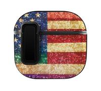 Rainbow Glitter U.S. Flag Compatible with AirPods 4 Case Cover with Button Protector