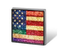 Rainbow Glitter U.S. Flag Square Badge Pin Metal Memorial Brooch Button Lapel Pins for Backpack Wedding