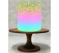 Rainbow Gold Glitter Edible Cake Wrap - Pastel Ombre Design - Seamless Icing Sheet or Wafer Card - Edible Print Cake Decoration for Birthday, Wedding or Celebration Cakes!082 (Icing Sheet)