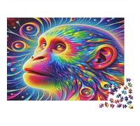 Rainbow Gorilla Art 1000 Pieces Jigsaw Puzzle Gorilla Challenging Difficult Recycled Cardboard for Advanced Puzzlers 52x38cm/1000pcs
