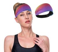 Rainbow Gradient Glitter Non-Slip Fashion Headbands for Women Elastic Sweat Bands for Football Daily Use Workouts Washing Face