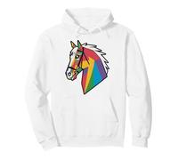 Rainbow Gradient Horse Line Art Design Pullover Hoodie