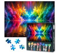 Rainbow Gradient Puzzles Colored Smoke 1000 Piece Puzzle for Adults Home Wall Decoration Smoke Artwork Puzzles Unique Brain Teaser Challenging Puzzle Suitable for Game Nights Size : 50x70cm
